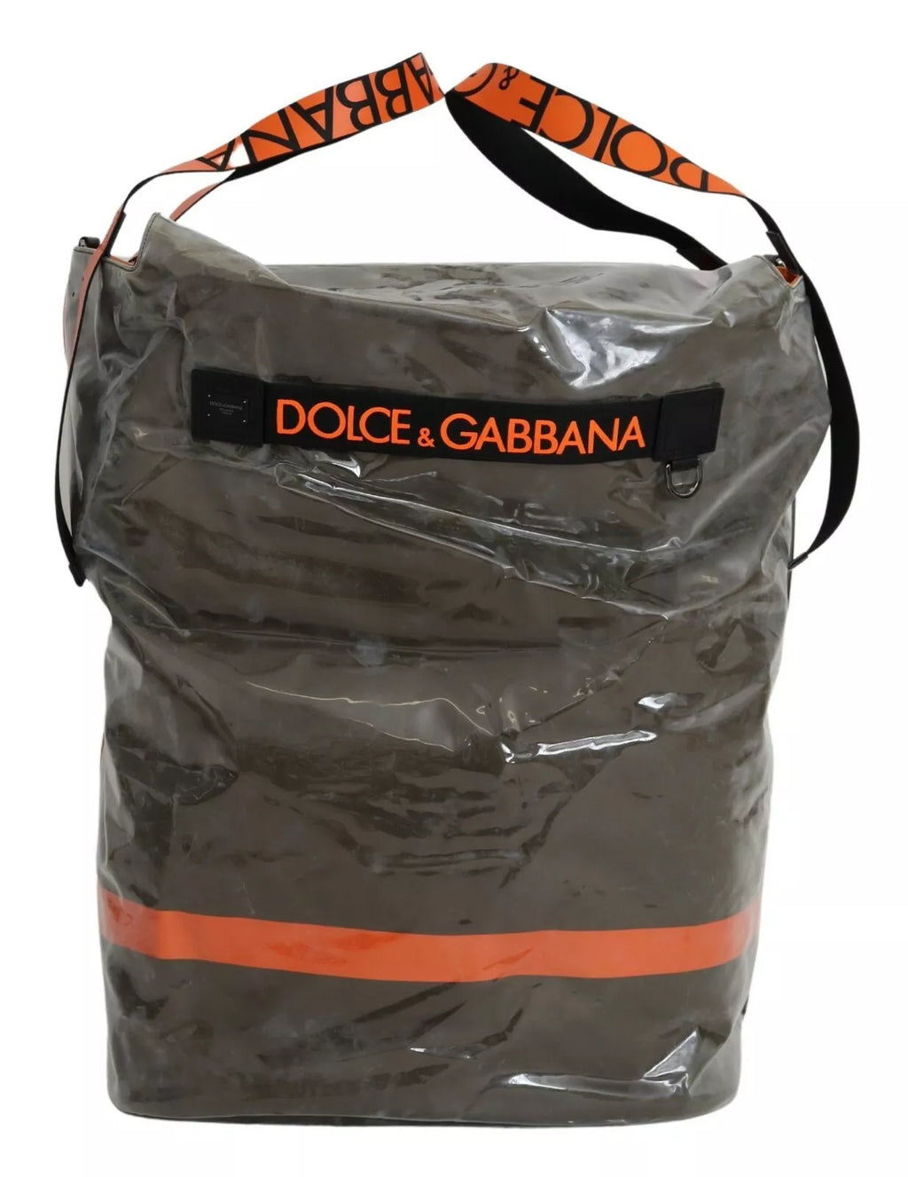 Sac cabas en plastique vert de Dolce & Gabbana, grande taille, style expression de mode, design oversize et tendance.