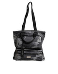 Sac cabas Dolce & Gabbana en coton gris camouflage avec plusieurs compartiments, design pratique et élégant.