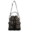 Sac à bandoulière en coton multicolore à motif léopard de Dolce & Gabbana, style seau élégant et coloré.