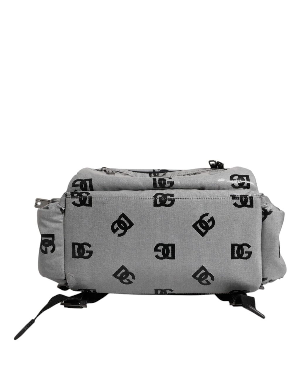 Sac à dos Dolce & Gabbana en polyester gris et noir avec plaque logo DG, élégant et pratique pour un style sophistiqué.