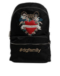 Sac à dos noir en nylon Dolce & Gabbana DGFAMILY avec embellissements, mode élégante et pratique pour le quotidien.