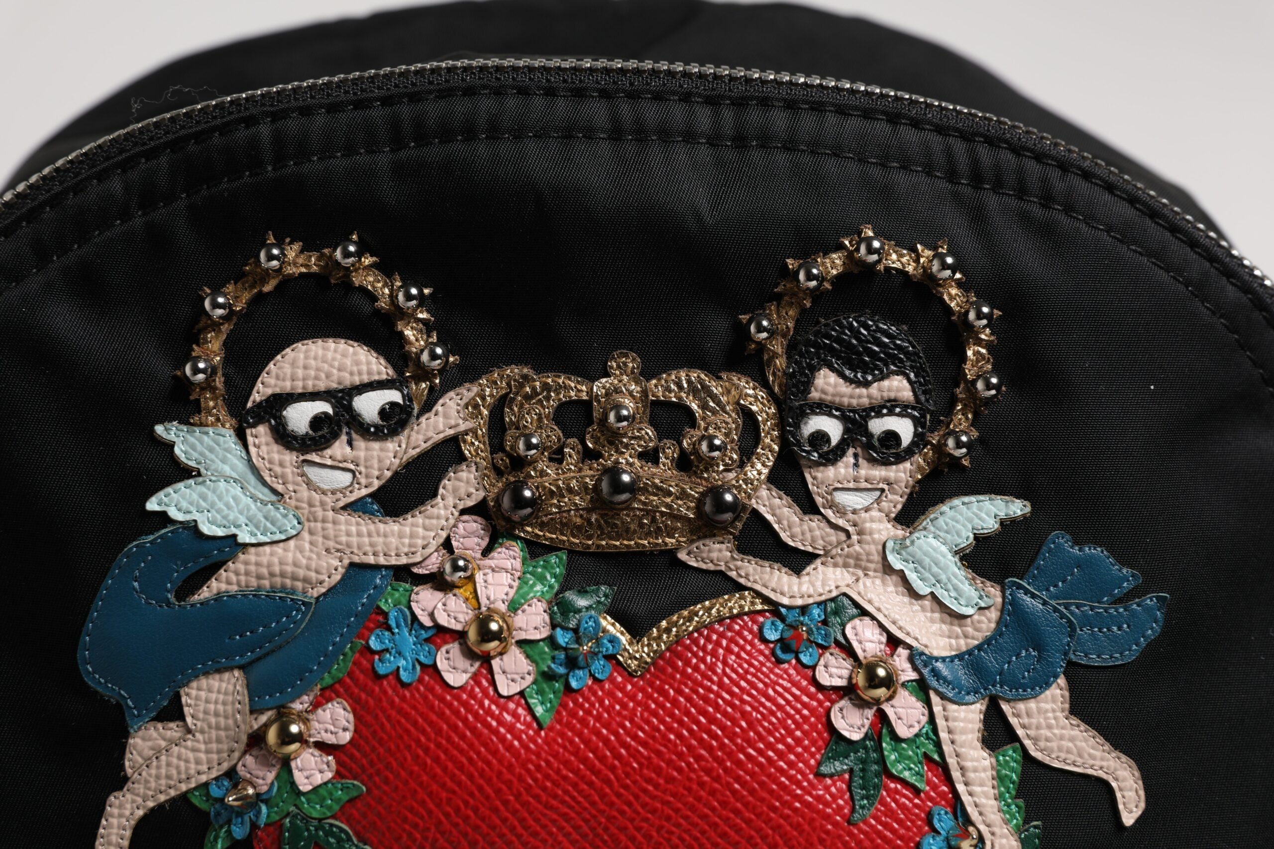 Sac à dos Dolce & Gabbana en nylon noir avec embellissements, modèle VULCANO de la collection #DGFAMILY.