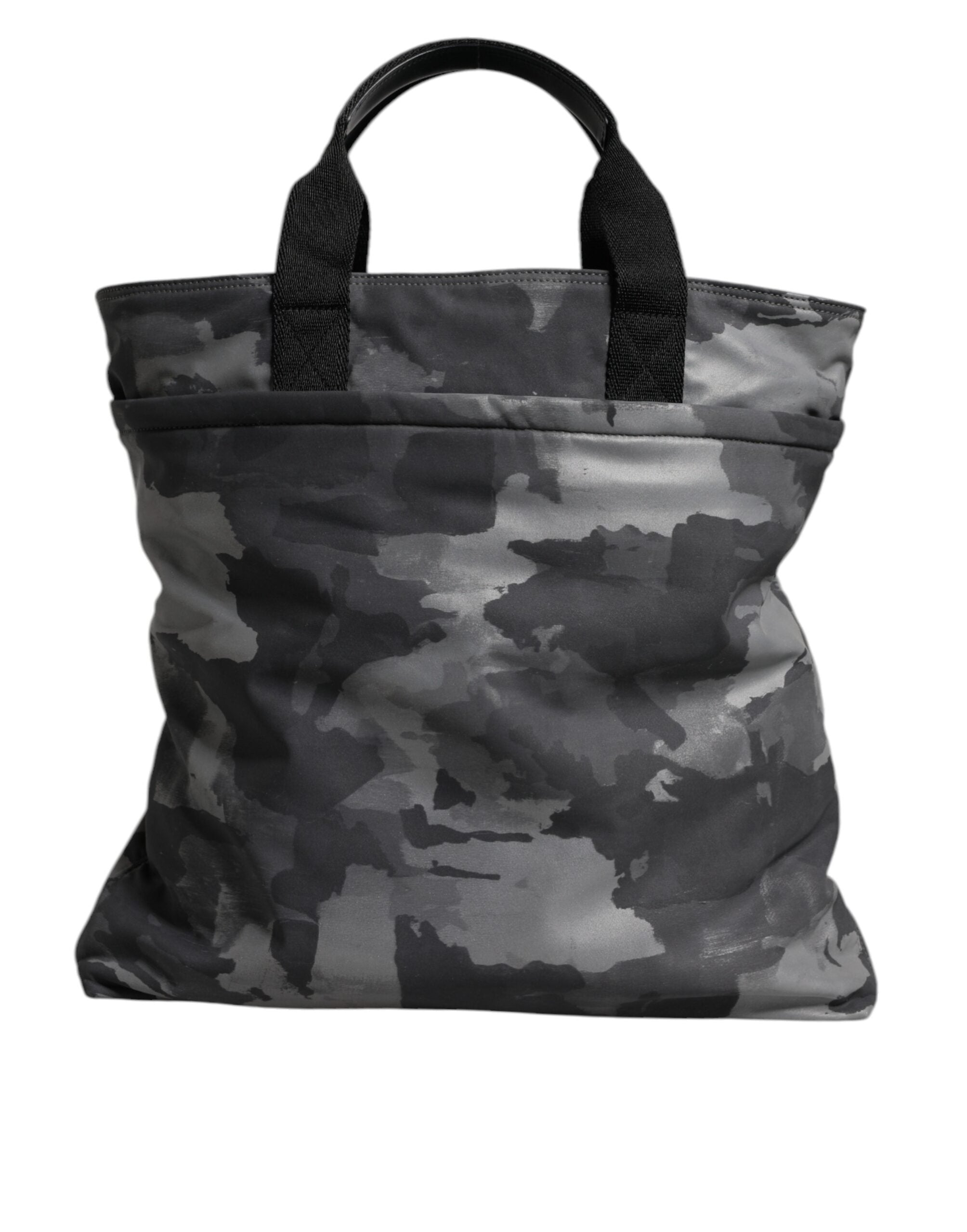 Sac Dolce & Gabbana noir avec bandoulière camouflage, plaque logo et design élégant visible sur l'image.