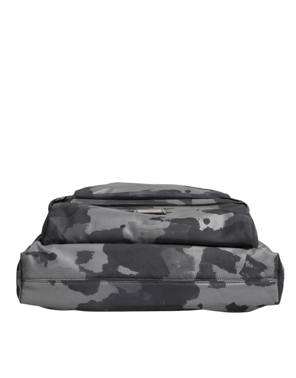 Sac Dolce & Gabbana noir à bandoulière camouflage avec plaque logo et détails élégants, vue de face.