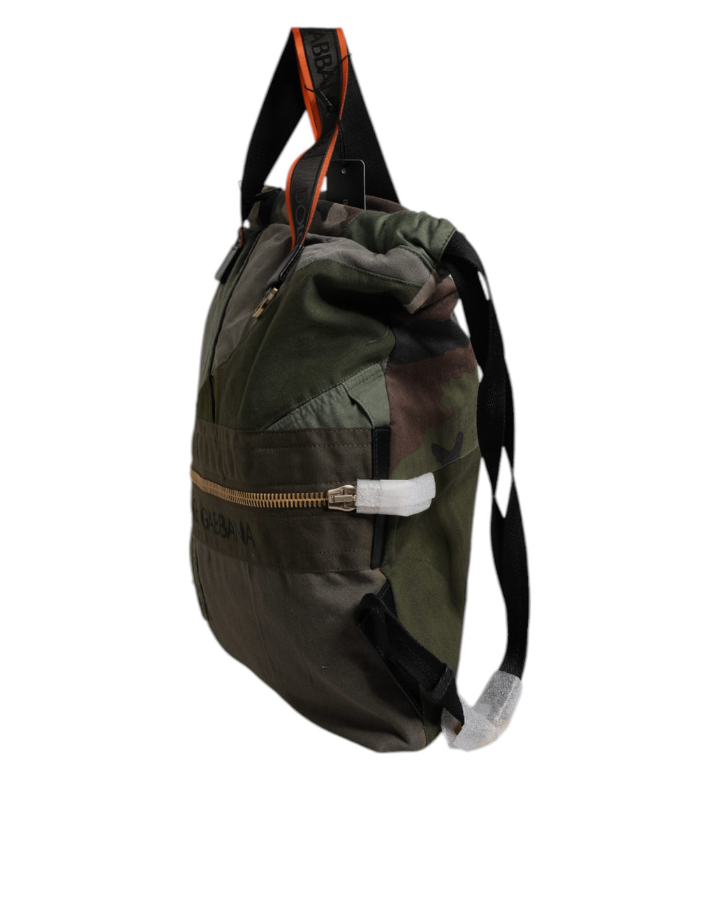 Sac à dos Dolce & Gabbana en patchwork vert militaire, tendance et spacieux, avec plusieurs poches et détails stylés.