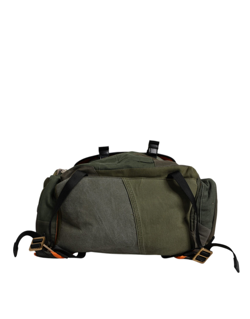 Sac à dos de voyage Dolce & Gabbana en vert militaire avec patchwork, design élégant et pratique pour les déplacements.