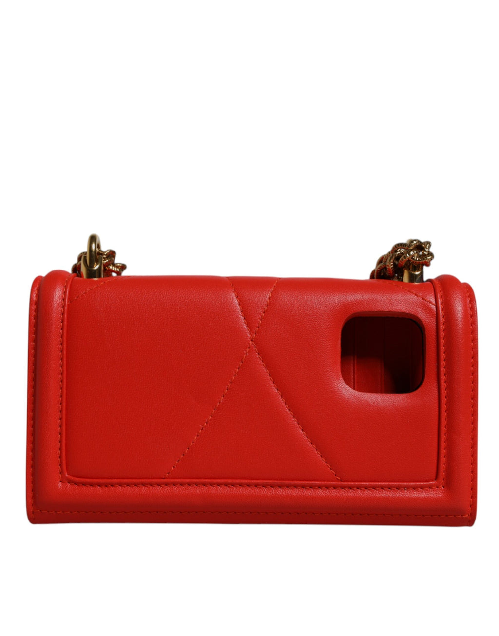 Sac à bandoulière Dolce & Gabbana Devotion en cuir rouge matelassé avec chaîne, pour téléphone et accessoires.