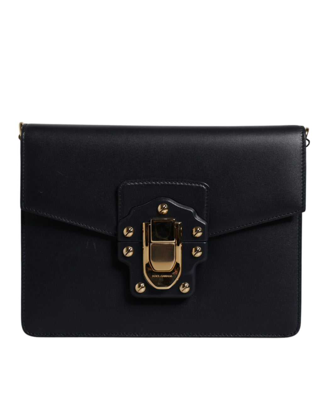 Sac à main Dolce & Gabbana en cuir de veau noir avec bandoulière, élégant et sophistiqué.
