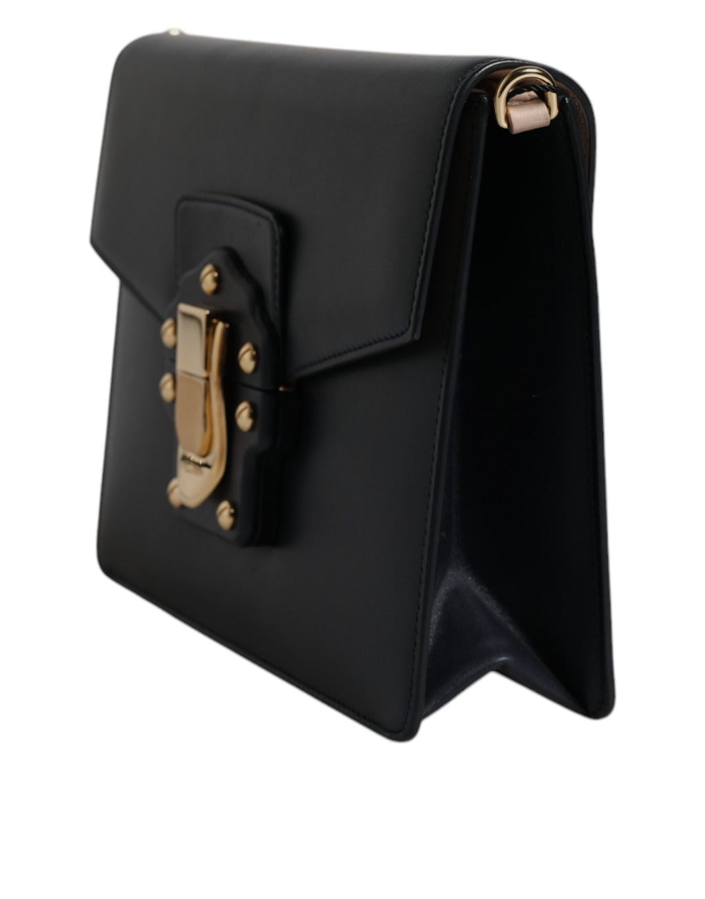 Sac à bandoulière en cuir de veau noir de Dolce & Gabbana, avec bandoulière, style élégant et sophistiqué.