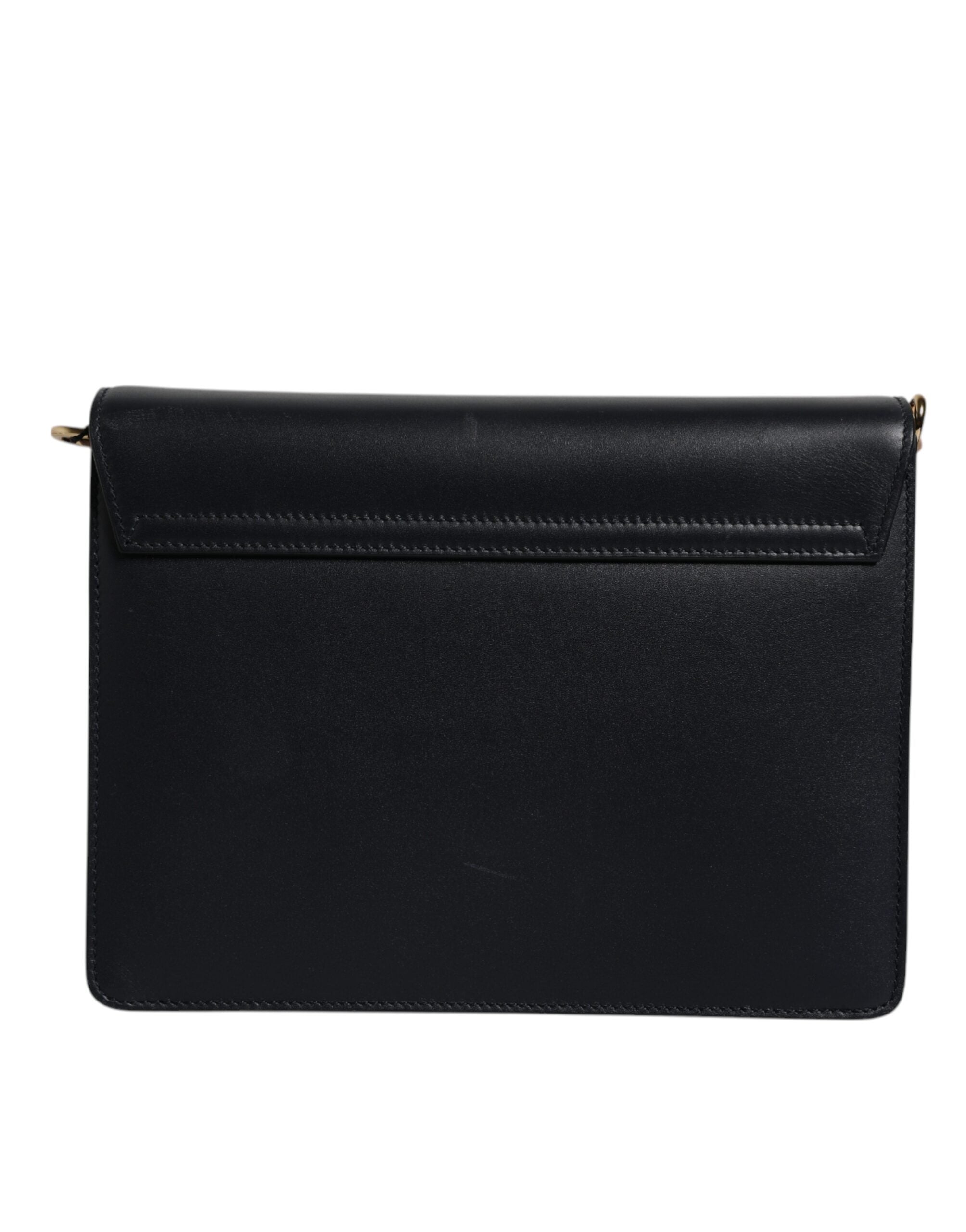 Sac à bandoulière en cuir de veau noir de Dolce & Gabbana, avec bandoulière élégante et détails sophistiqués.