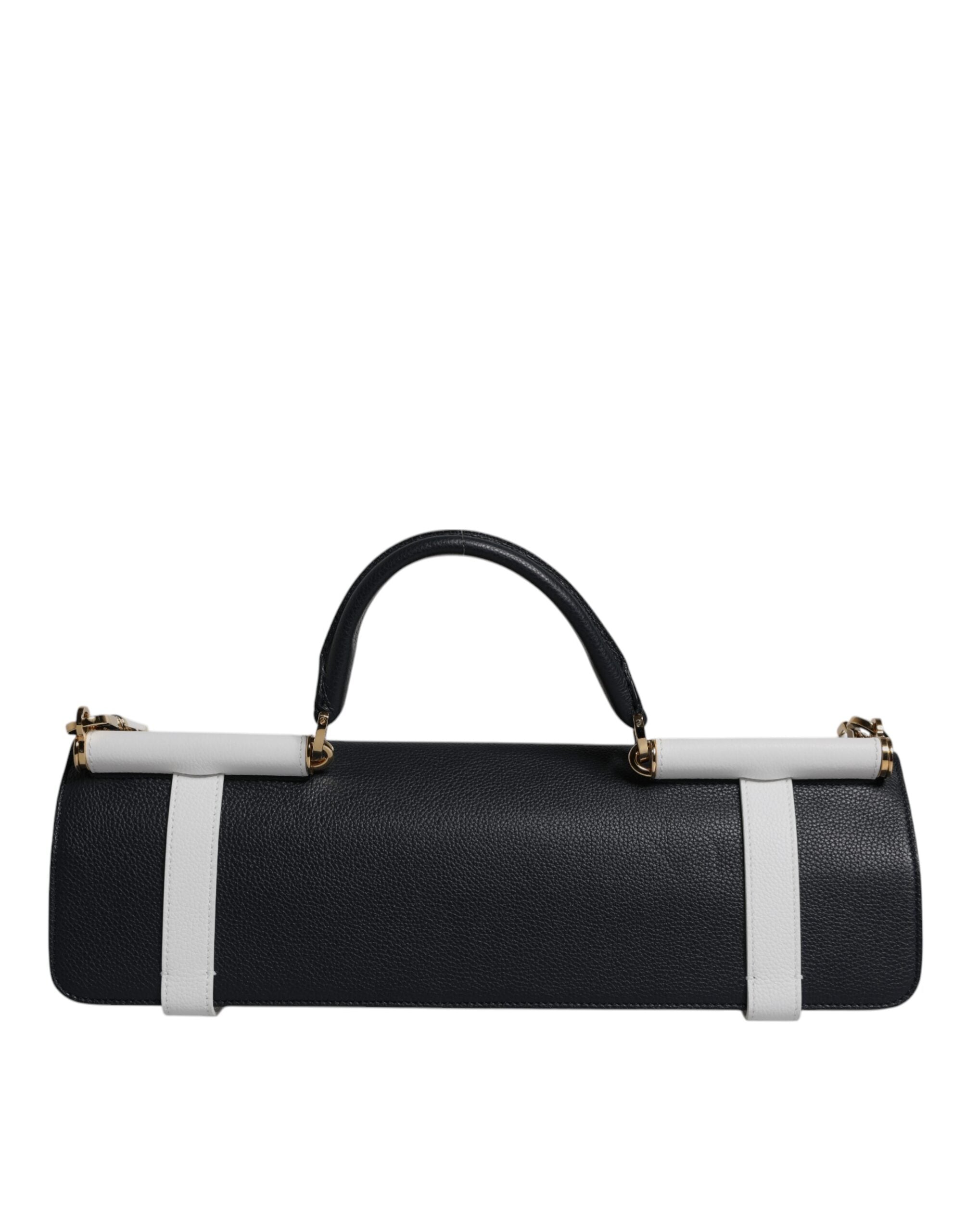 Sac bandoulière Dolce & Gabbana en cuir de veau bleu et blanc, petite sacoche élégante pour l'épaule.