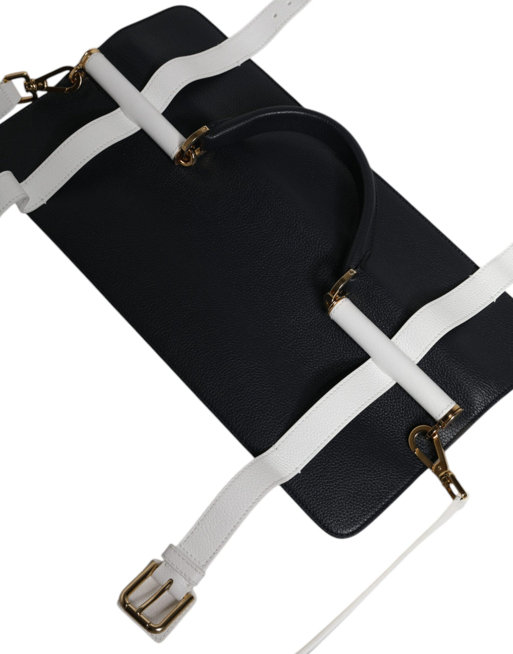 Sac à bandoulière Dolce & Gabbana en cuir de veau bleu et blanc, petit sac élégant à bandoulière.