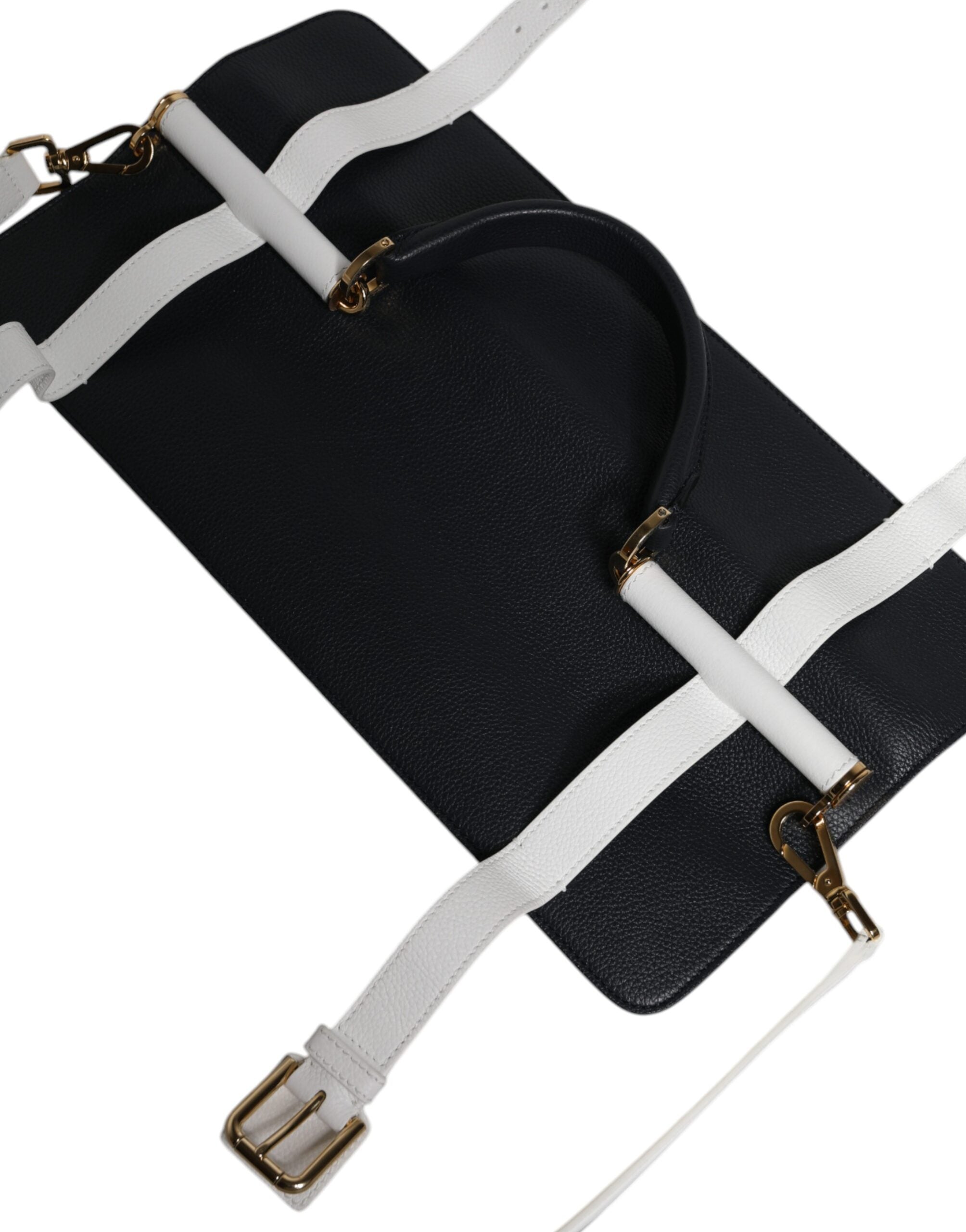 Sac à bandoulière Dolce & Gabbana en cuir de veau bleu et blanc, petit sac élégant à bandoulière.