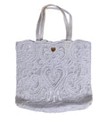 Sac cabas Dolce & Gabbana Cordonetto lace Beatrice blanc avec détails en dentelle et poignées en cuir.