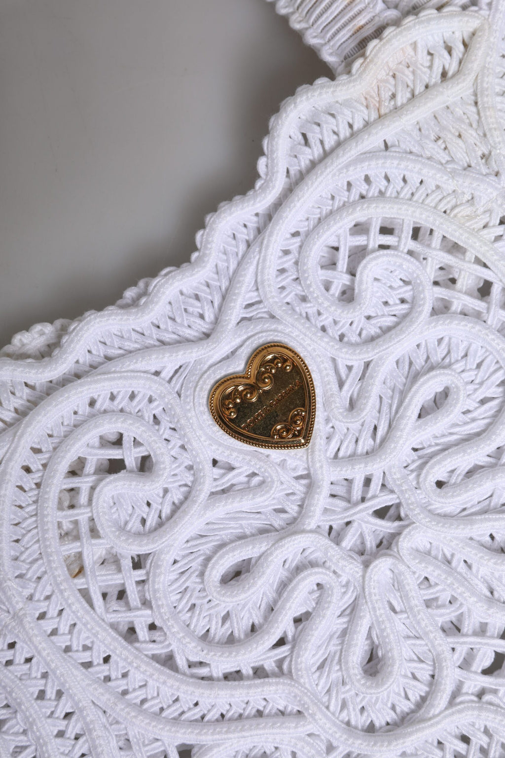 Sac cabas Dolce & Gabbana Cordonetto en dentelle blanche Beatrice, sac de shopping élégant avec détails raffinés.