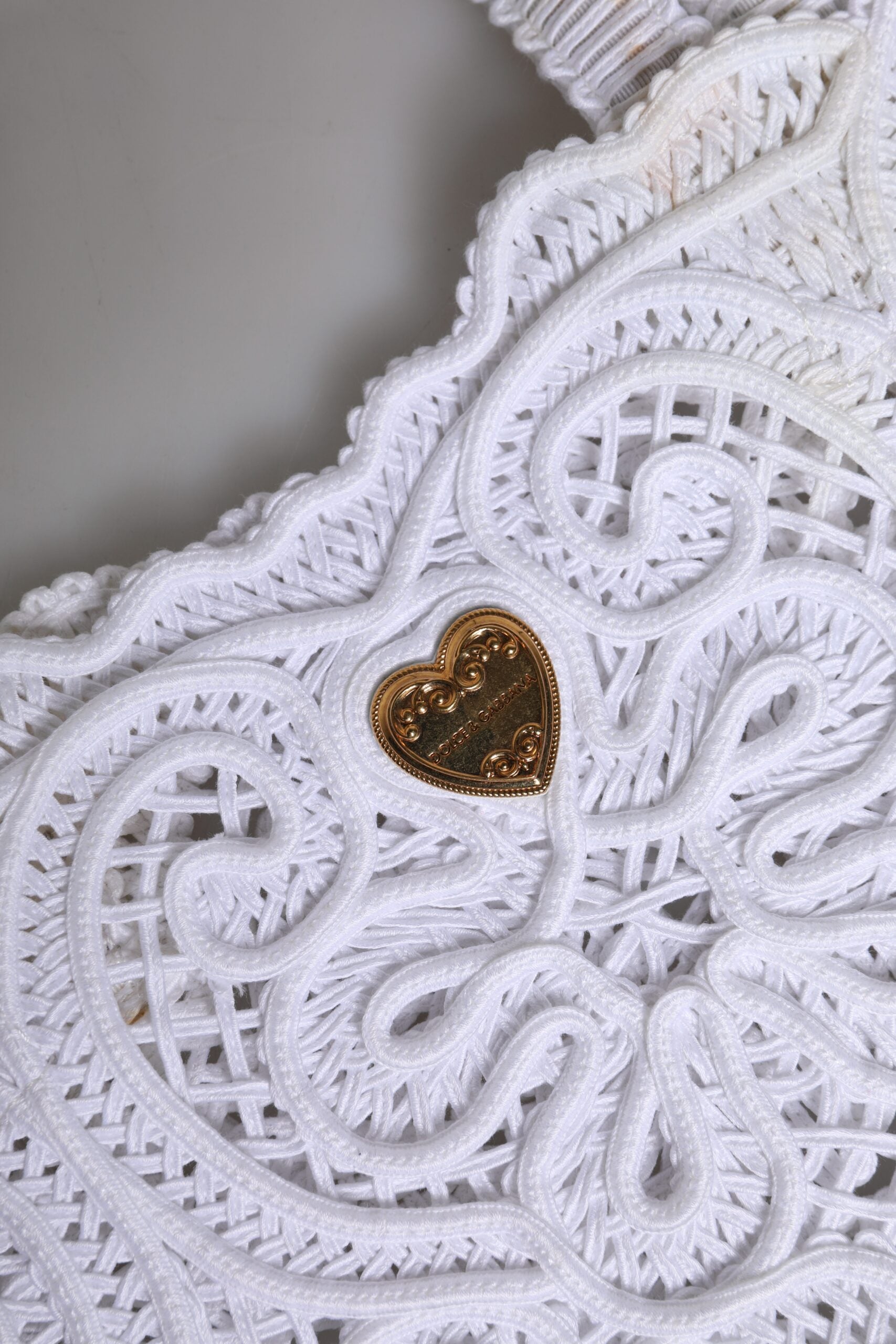 Sac cabas Dolce & Gabbana Cordonetto en dentelle blanche Beatrice, sac de shopping élégant avec détails raffinés.