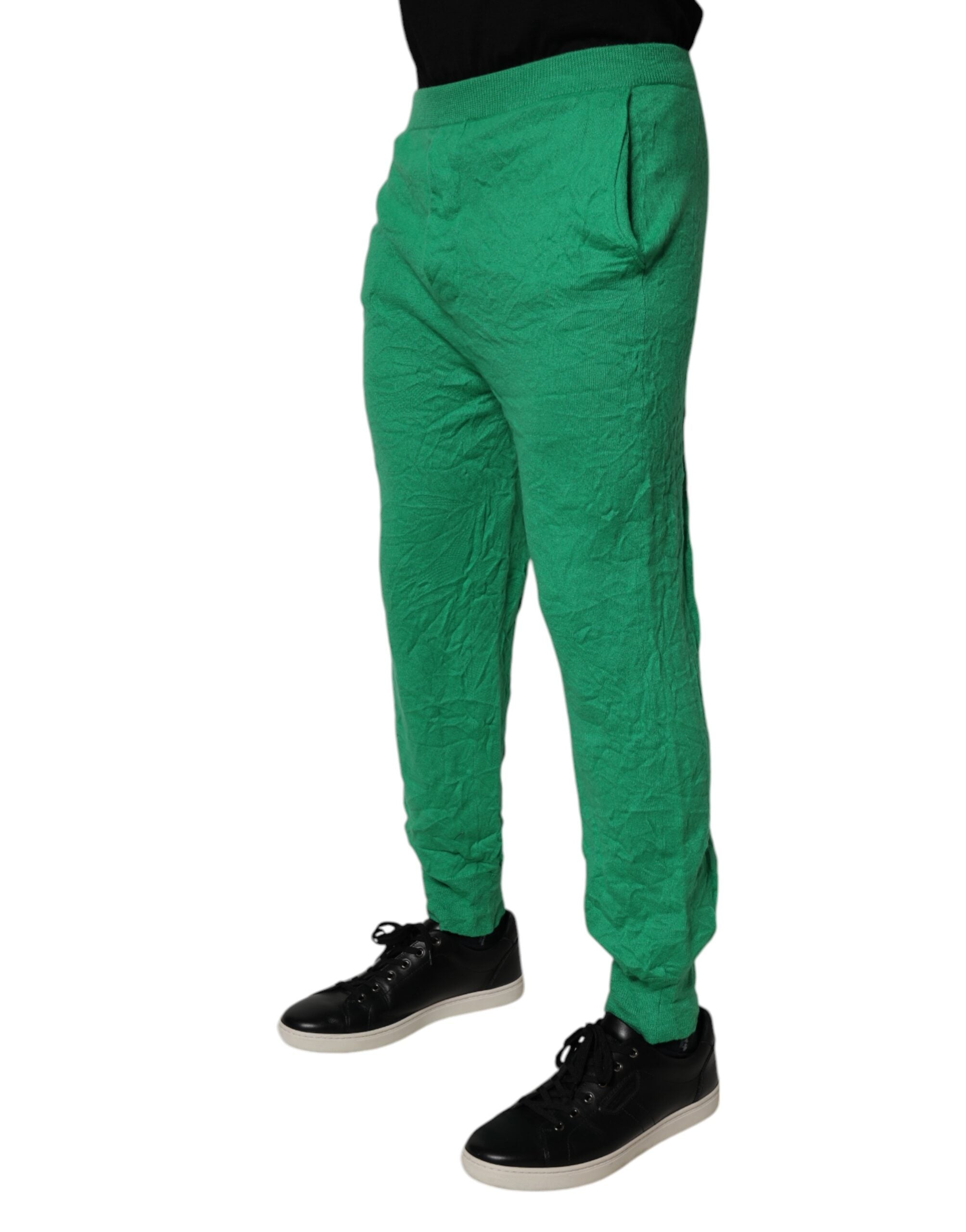 Pantalon décontracté en coton vert pour homme de Dsquared² avec taille élastique, style casual et confort.