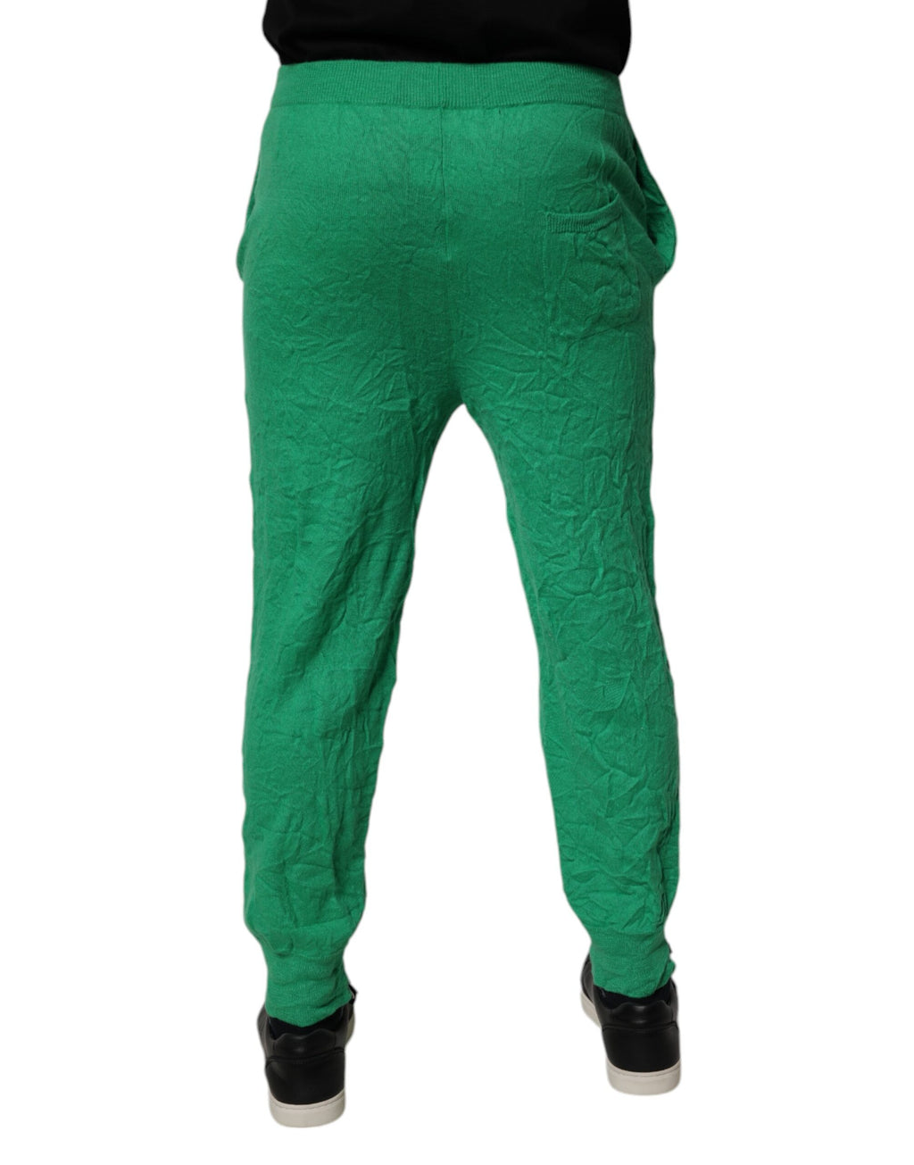 Pantalon casual pour homme Dsquared² en coton vert avec taille extensible, style décontracté et confort.