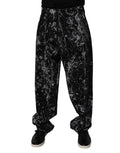 Jeans homme Dolce & Gabbana coton tie-dye noir coupe droite, style décontracté avec poche arrière et détails modernes.
