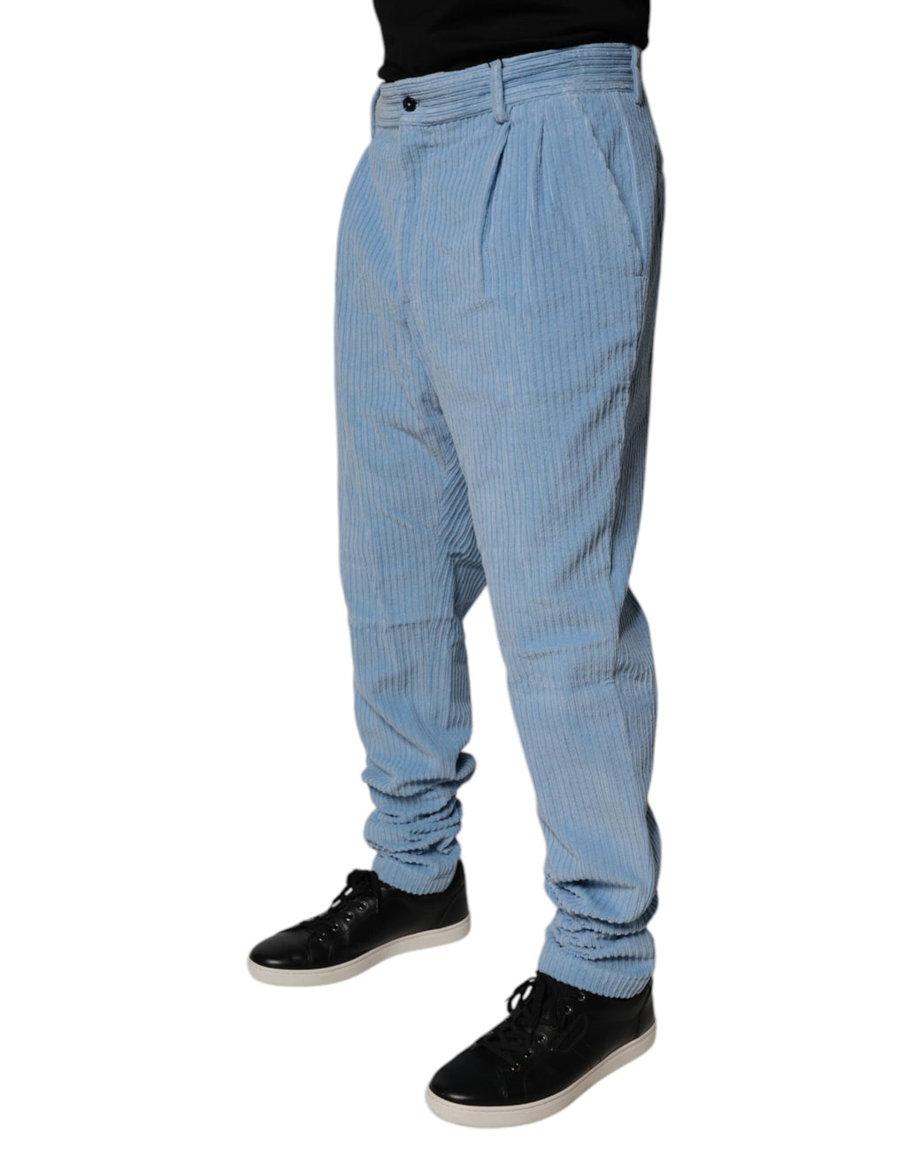 Jeans skinny en denim coton côtelé Dolce & Gabbana Light Blue, coupe ajustée, couleur bleu clair, détails modernes.