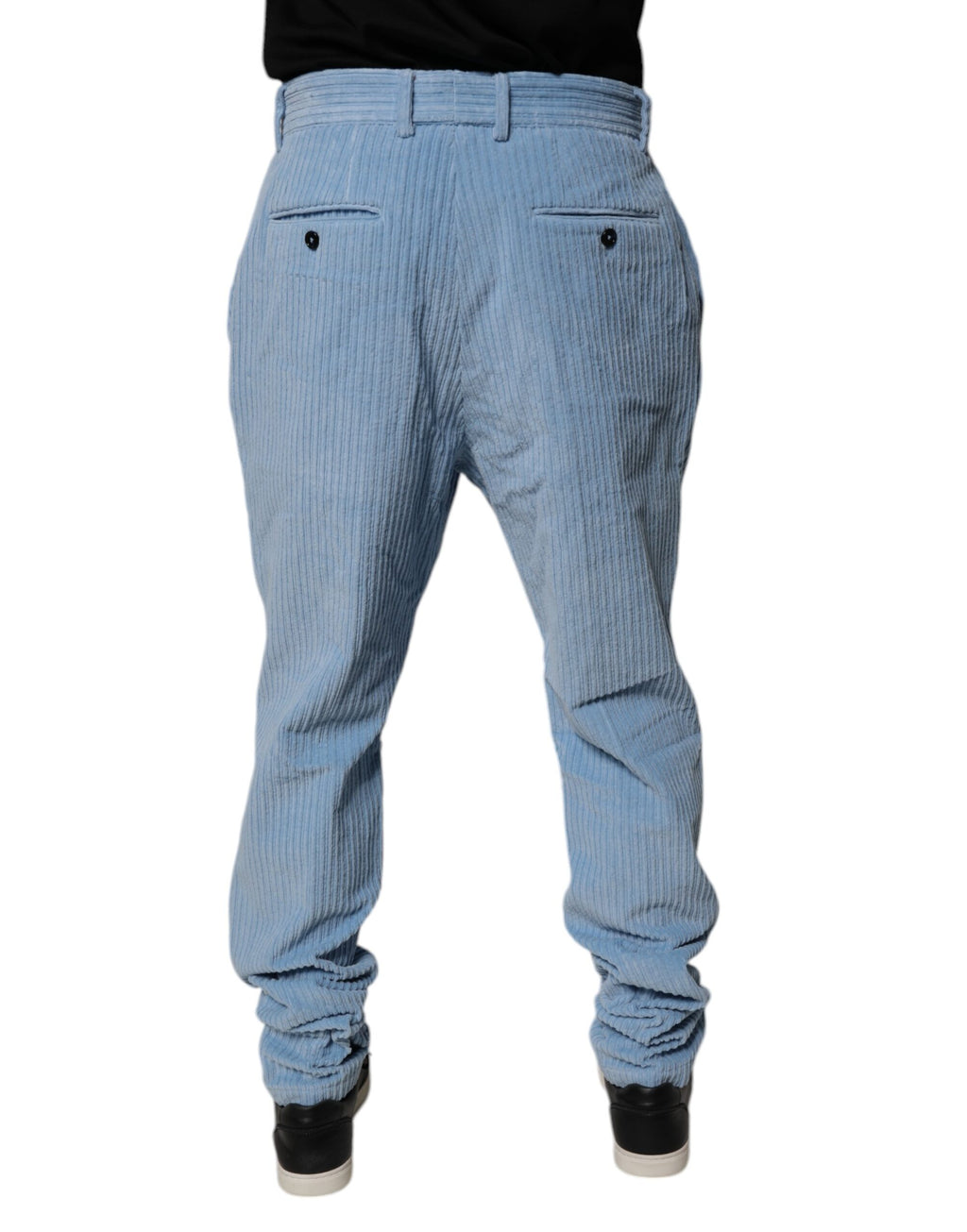 Jeans slim en denim coton côtelé Light Blue de Dolce & Gabbana, coupe skinny, vue de face sur le produit.