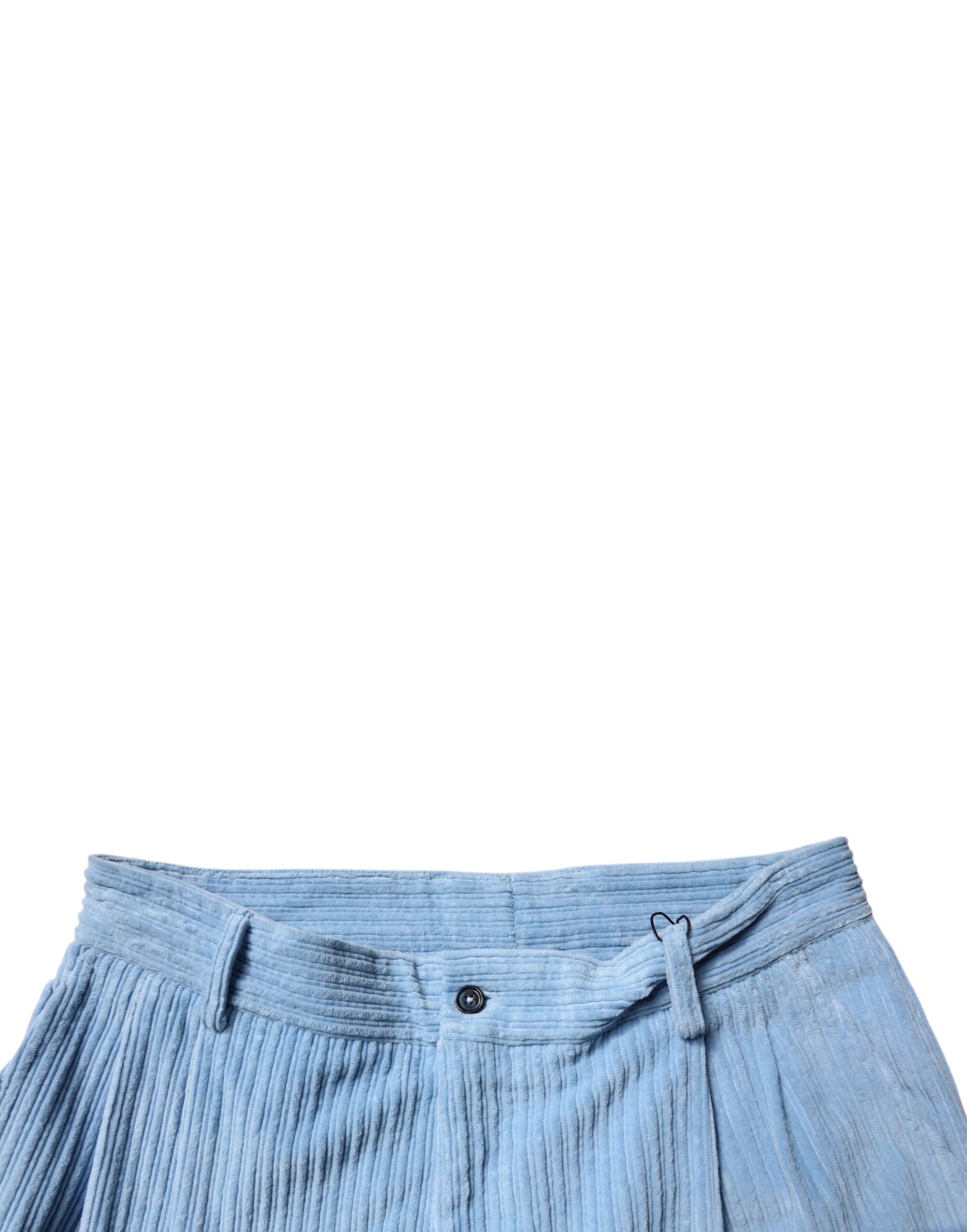 Jeans skinny en coton à rayures en velours côtelé de Dolce & Gabbana Light Blue, denim bleu clair, coupe ajustée.