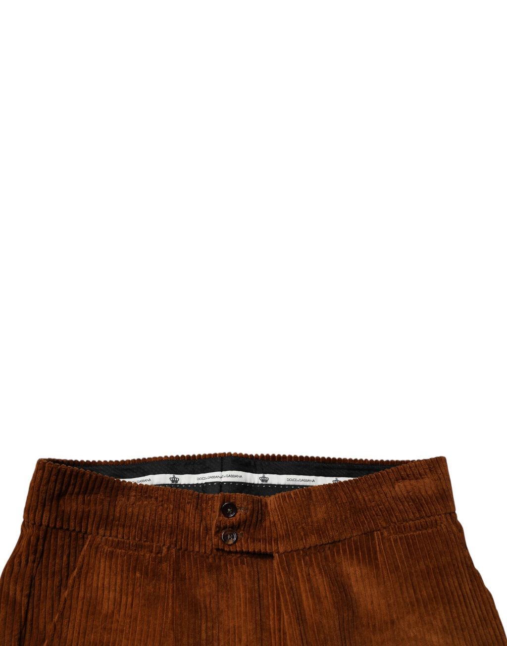 Jeans skinny en coton et velours côtelé marron foncé de Dolce & Gabbana, vue de face avec détails de couture.