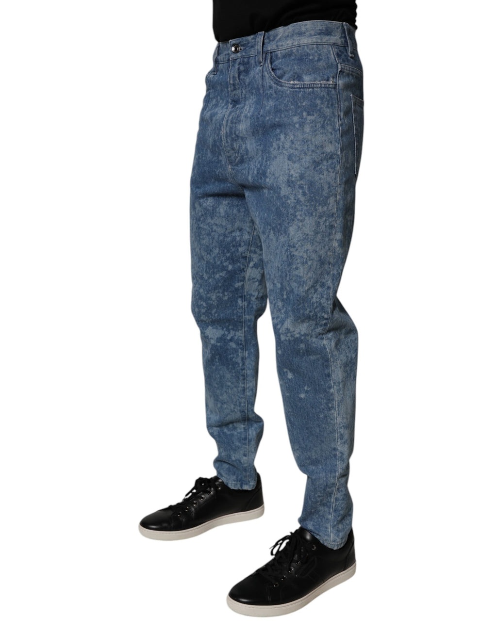 Jeans skinny en denim blanc à effet tie-dye bleu de Dolce & Gabbana pour homme, en coton.