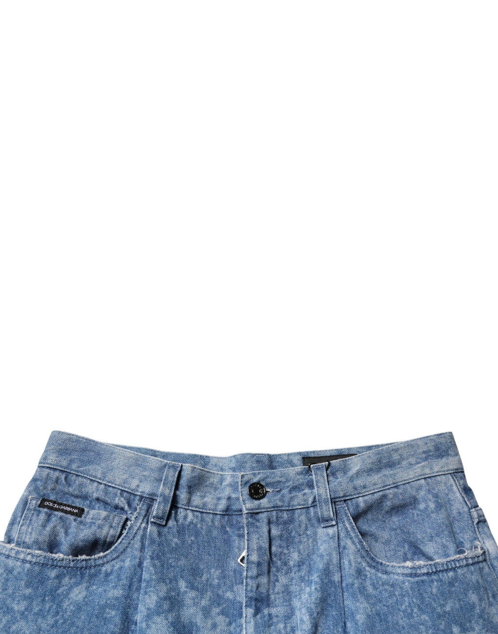 Jean homme Dolce & Gabbana en denim bleu tie-dye, coupe skinny, en coton, avec style tendance et détails modernes.