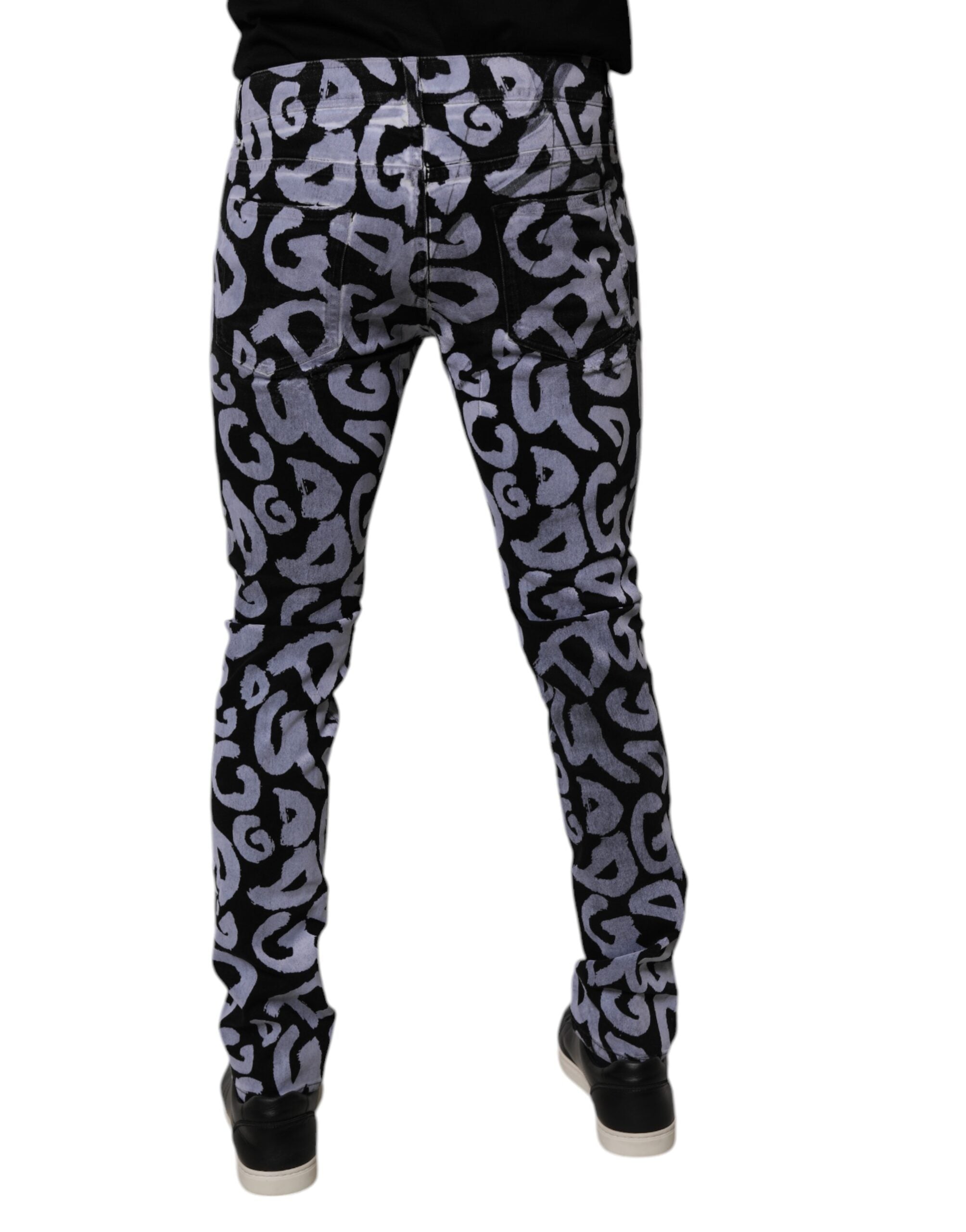 Jeans skinny en denim noir Dolce & Gabbana avec logo monogramme en coton, durables et à la mode.