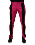 Pantalon homme Dolce & Gabbana à rayures roses et noires, coupe slim, style élégant pour dress code formel.