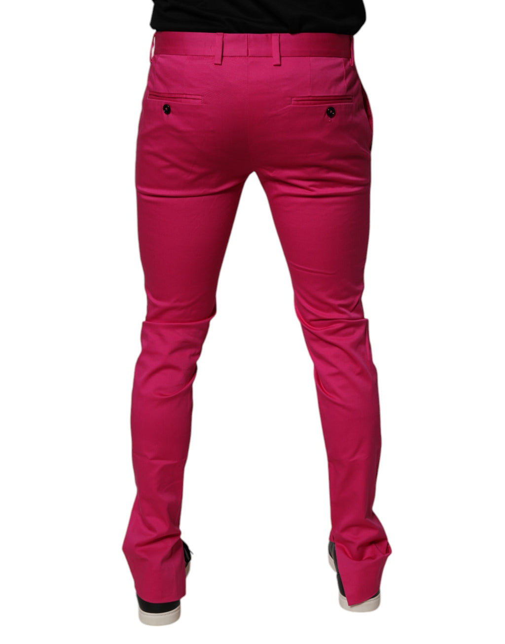 Pantalon pour homme Dolce & Gabbana à rayures roses et noires, coupe slim, élégant pantalon de costume.