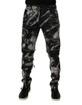 Jeans skinny en denim noir à tache de teinture, fermeture éclair, de la marque Dolce & Gabbana, style mode urbaine