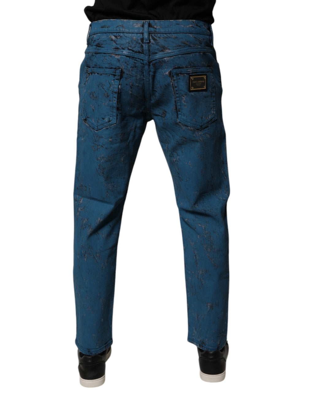 Jean skinny en denim coton à effet tie-dye bleu de Dolce & Gabbana pour homme, coupe ajustée et tendance.