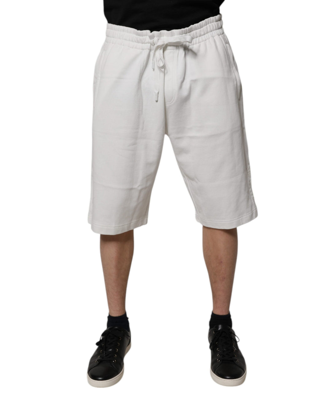 Shorts bermuda en coton blanc pour homme de Dolce & Gabbana, sweatshorts confortables et élégants.