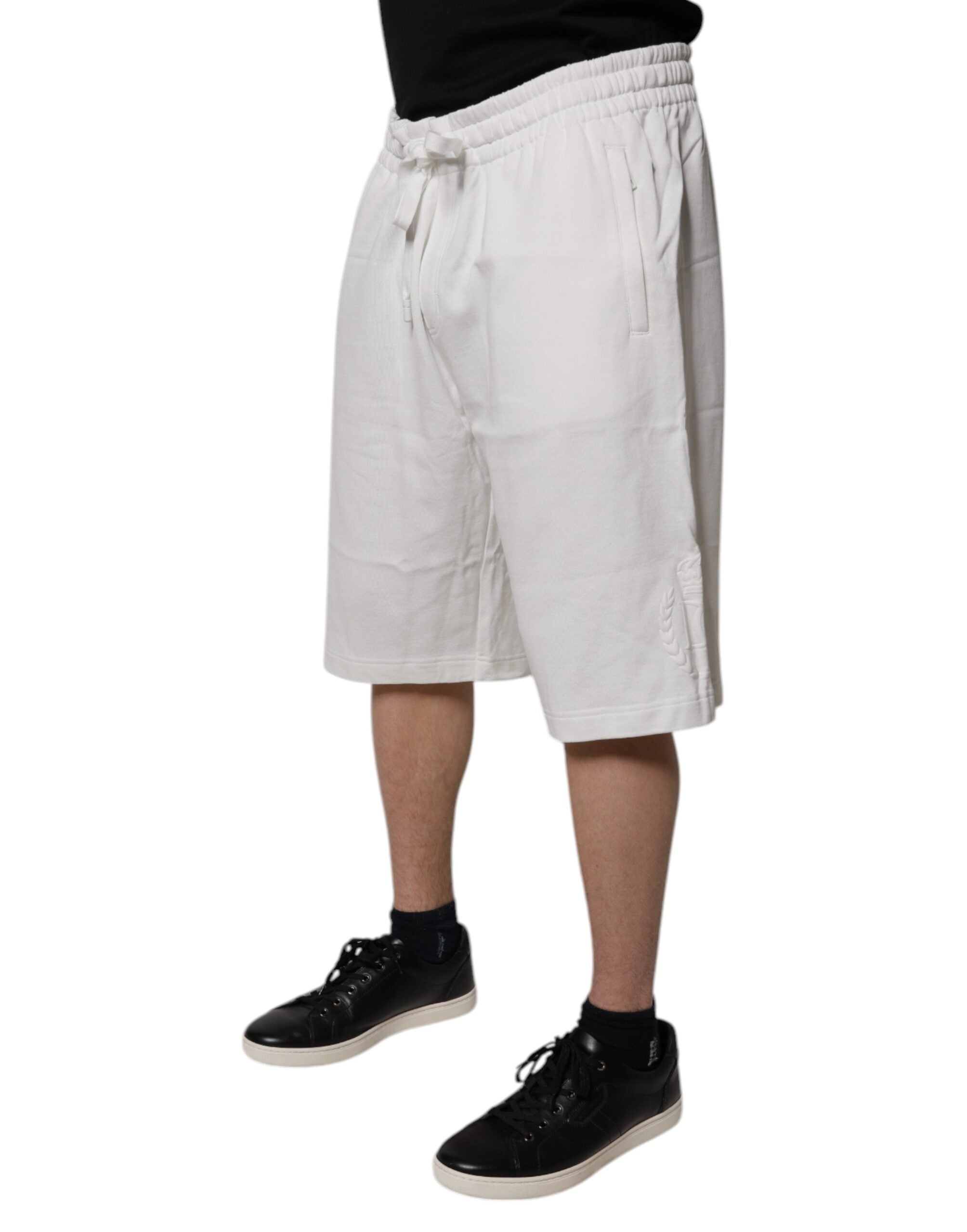 Shorts bermuda en coton blanc pour homme de Dolce & Gabbana, style décontracté et confortable.