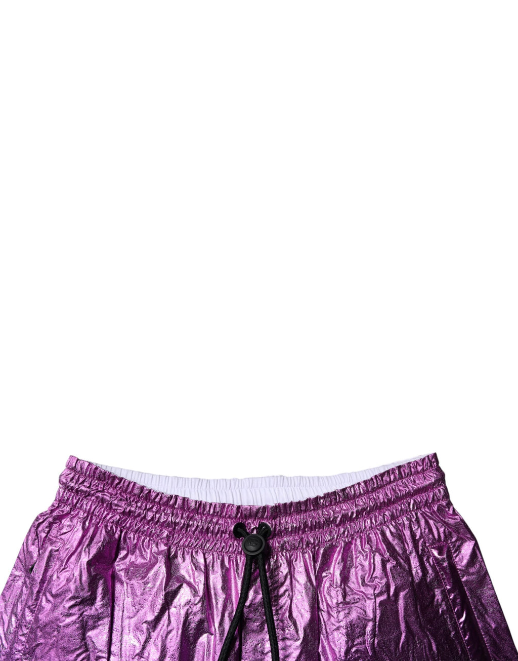 Shorts bermuda métalliques roses et violets Dolce & Gabbana, deux tons, style élégant et tendance.