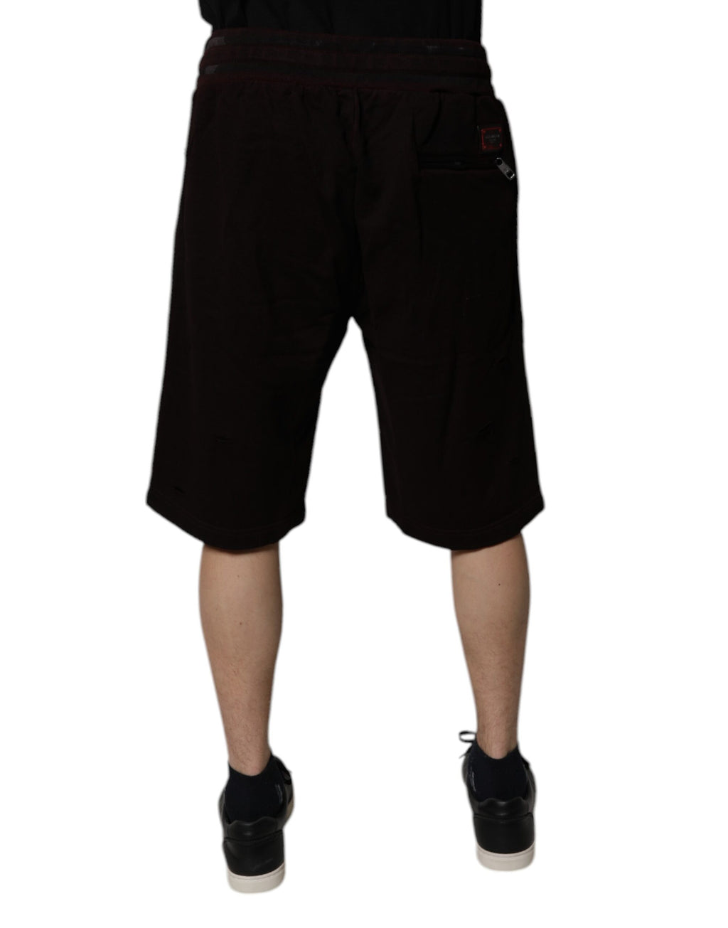 Shorts bermuda en coton marron avec logo Dolce & Gabbana pour homme, style décontracté et élégant.