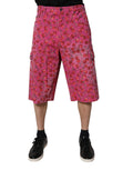Shorts cargo en coton rose avec imprimé cerises Dolce & Gabbana, style décontracté et tendance pour l'été.