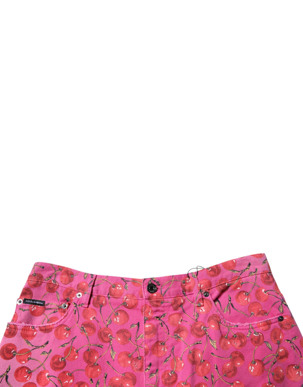 Shorts cargo en coton rose à imprimé cerise de Dolce & Gabbana, mode décontractée et tendance pour l'été.