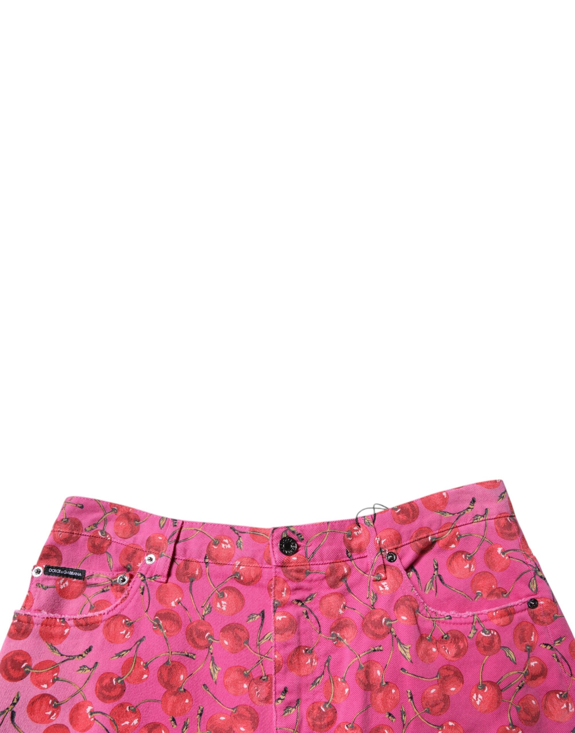 Shorts cargo en coton rose à imprimé cerise de Dolce & Gabbana, mode décontractée et tendance pour l'été.