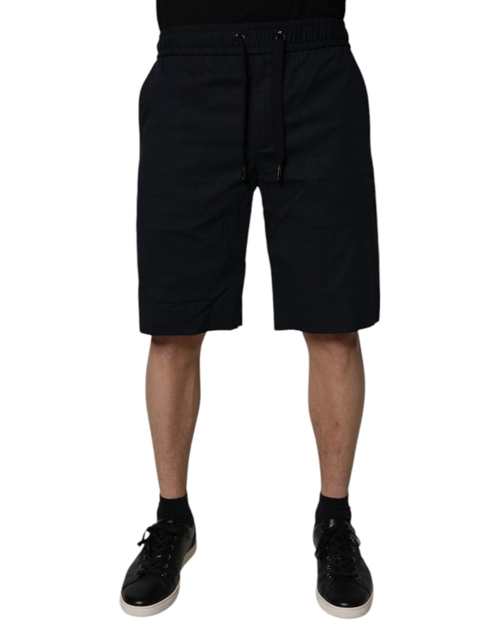 Shorts bermuda en coton noir de Dolce & Gabbana pour homme, sweatshorts décontractés et élégants.