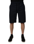 Shorts sweat en coton noir pour homme de Dolce & Gabbana, bermuda décontracté avec logo discret sur la jambe.
