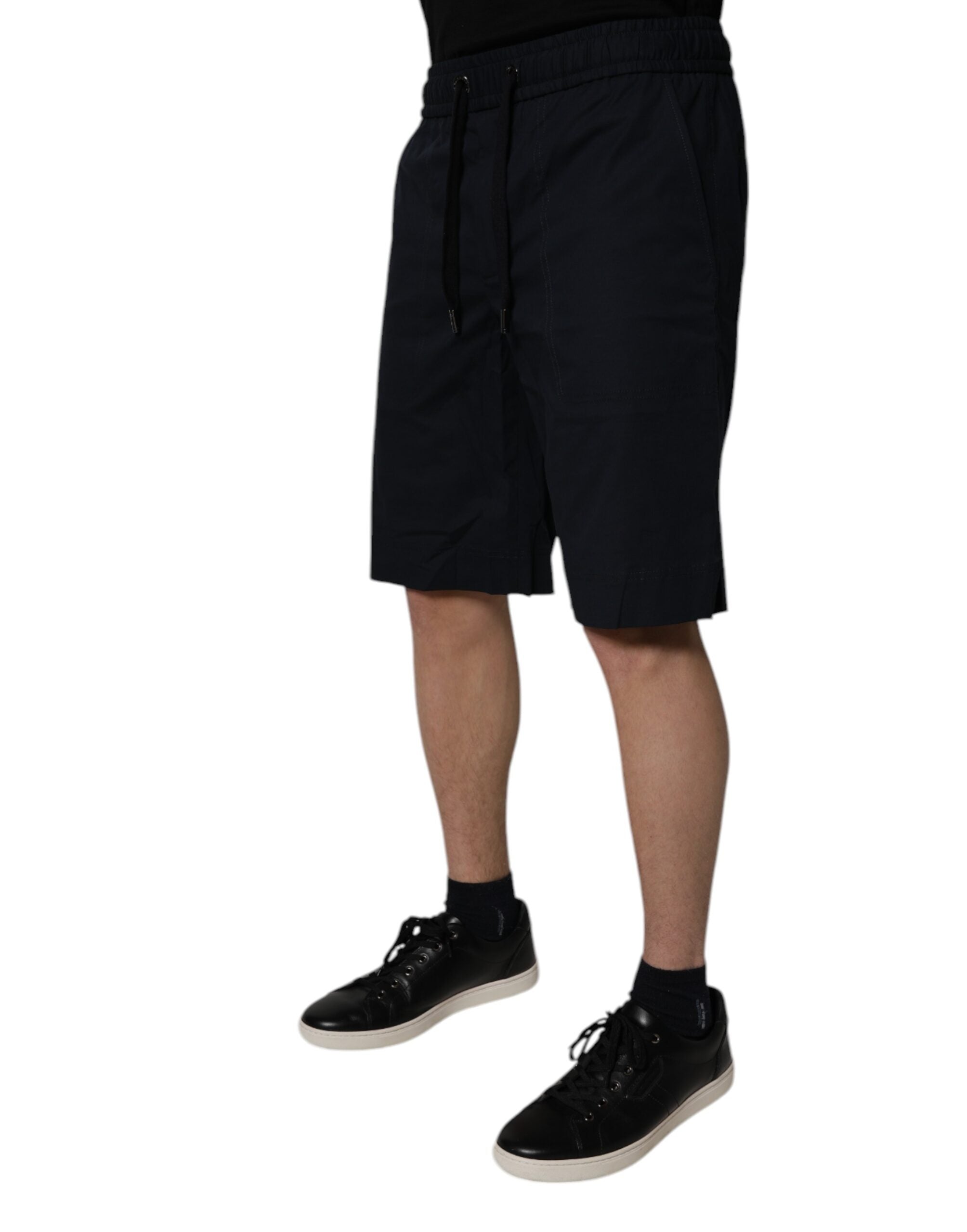 Shorts bermuda en coton noir pour homme de Dolce & Gabbana, sweatshorts décontractés et élégants.