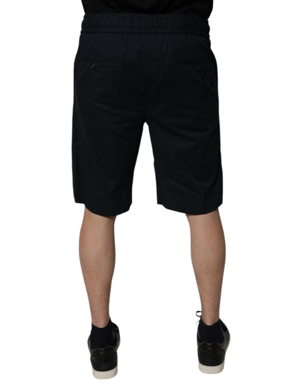 Shorts bermuda en coton noir de Dolce & Gabbana pour hommes, sweatshorts décontractés avec logo de la marque.