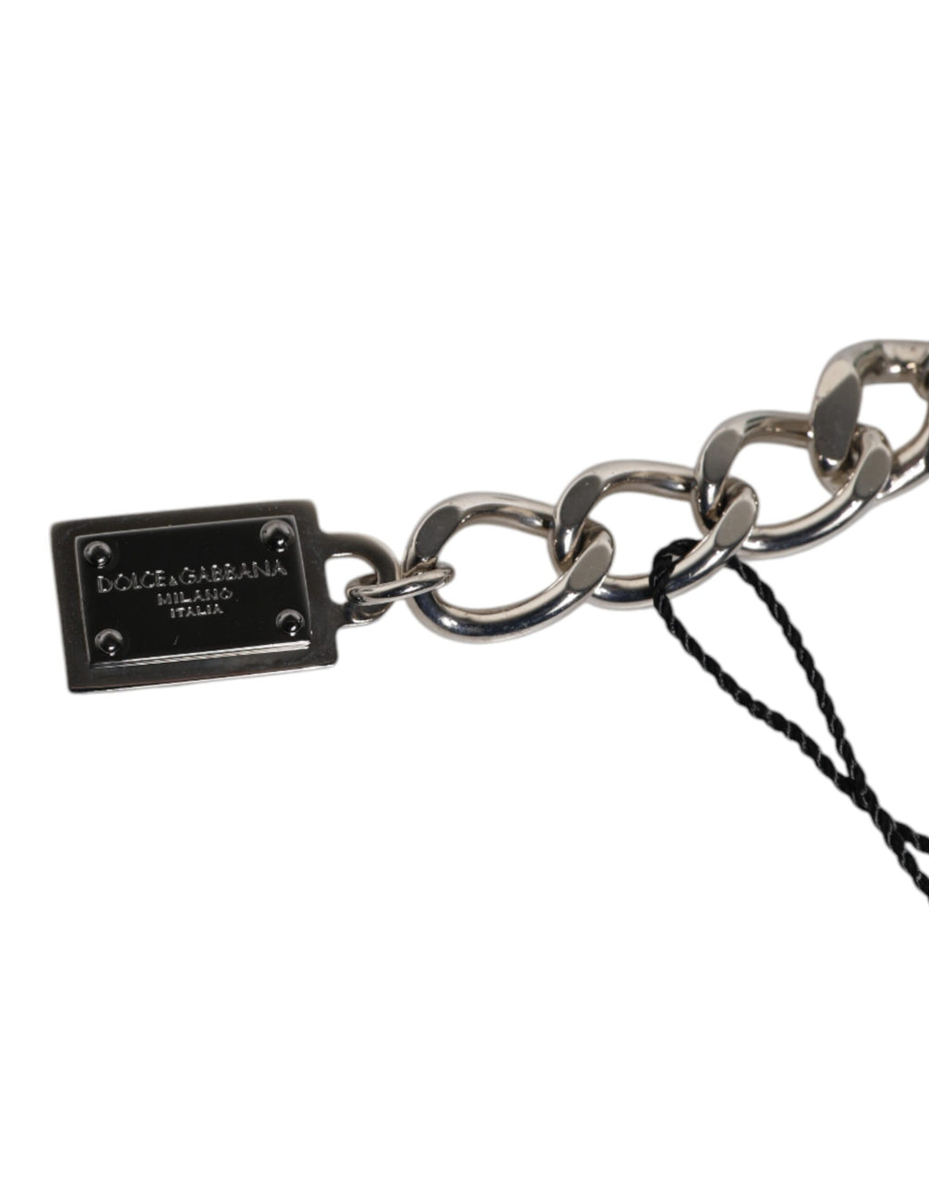 Dolce & Gabbana Silver Tone Brass Bead Dice Logo Embellish Charm Bracelet