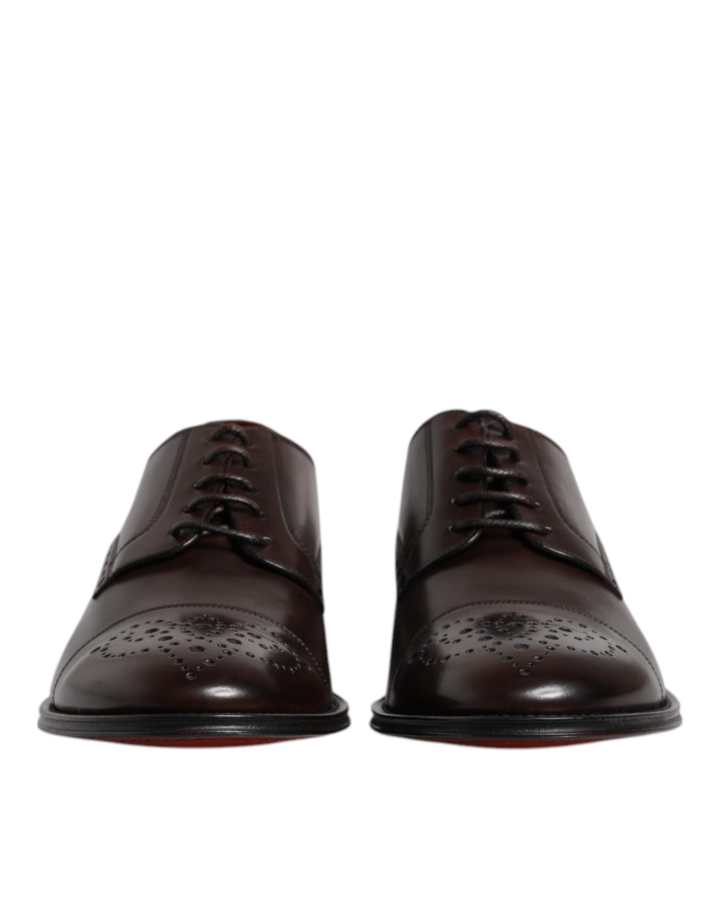 Chaussures Derby pour homme Dolce & Gabbana en cuir de veau bordeaux, élégantes et sophistiquées pour les tenues formelles.