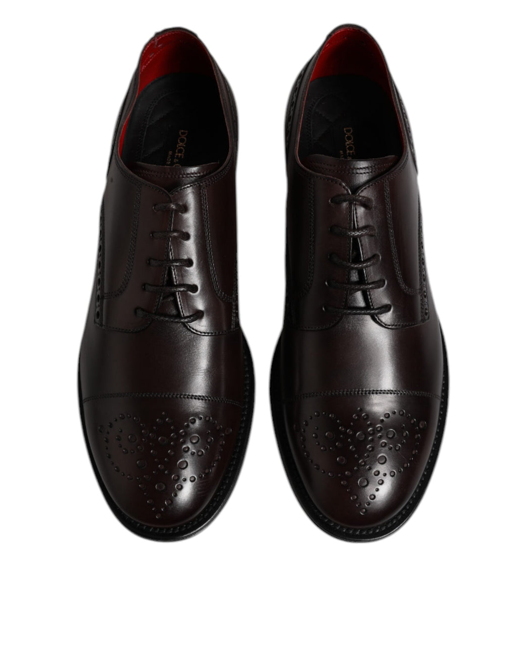 Chaussures Derby en cuir de veau marron foncé de Dolce & Gabbana pour homme, élégantes et sophistiquées.