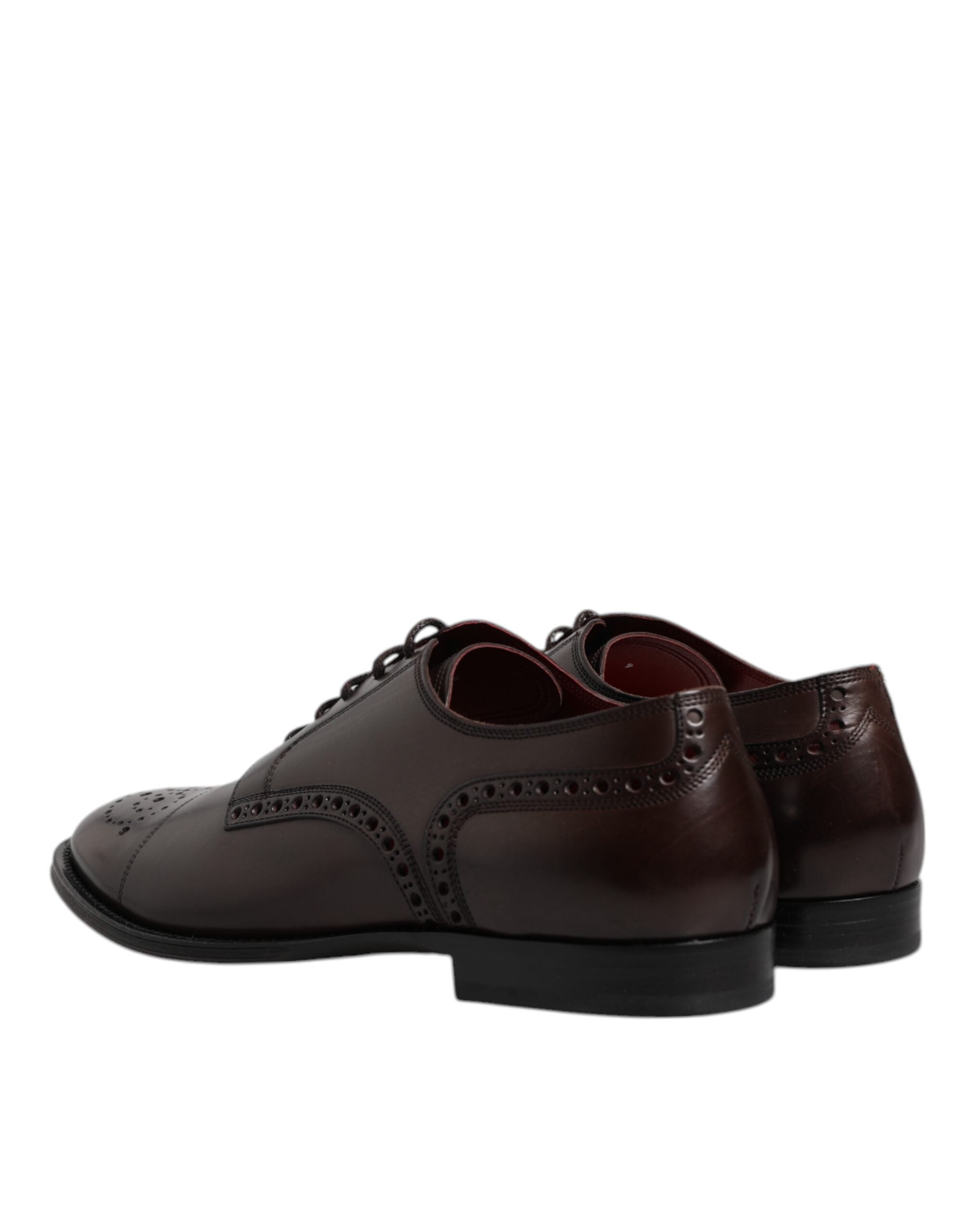 Chaussures Derby en cuir de veau marron foncé de Dolce & Gabbana pour homme, élégantes et sophistiquées.