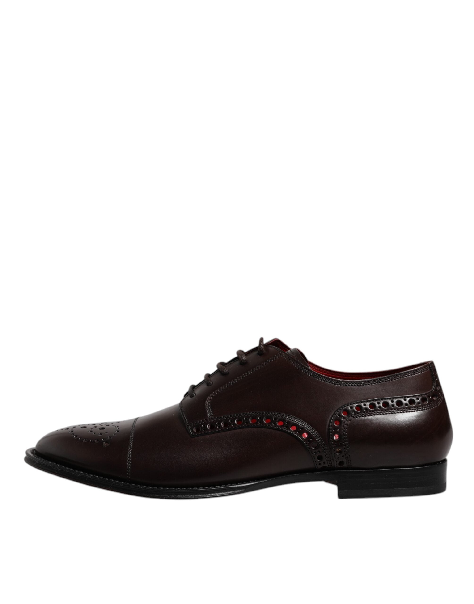 Chaussures Derby pour homme en cuir de veau marron foncé de la marque Dolce & Gabbana, chaussures élégantes en cuir.
